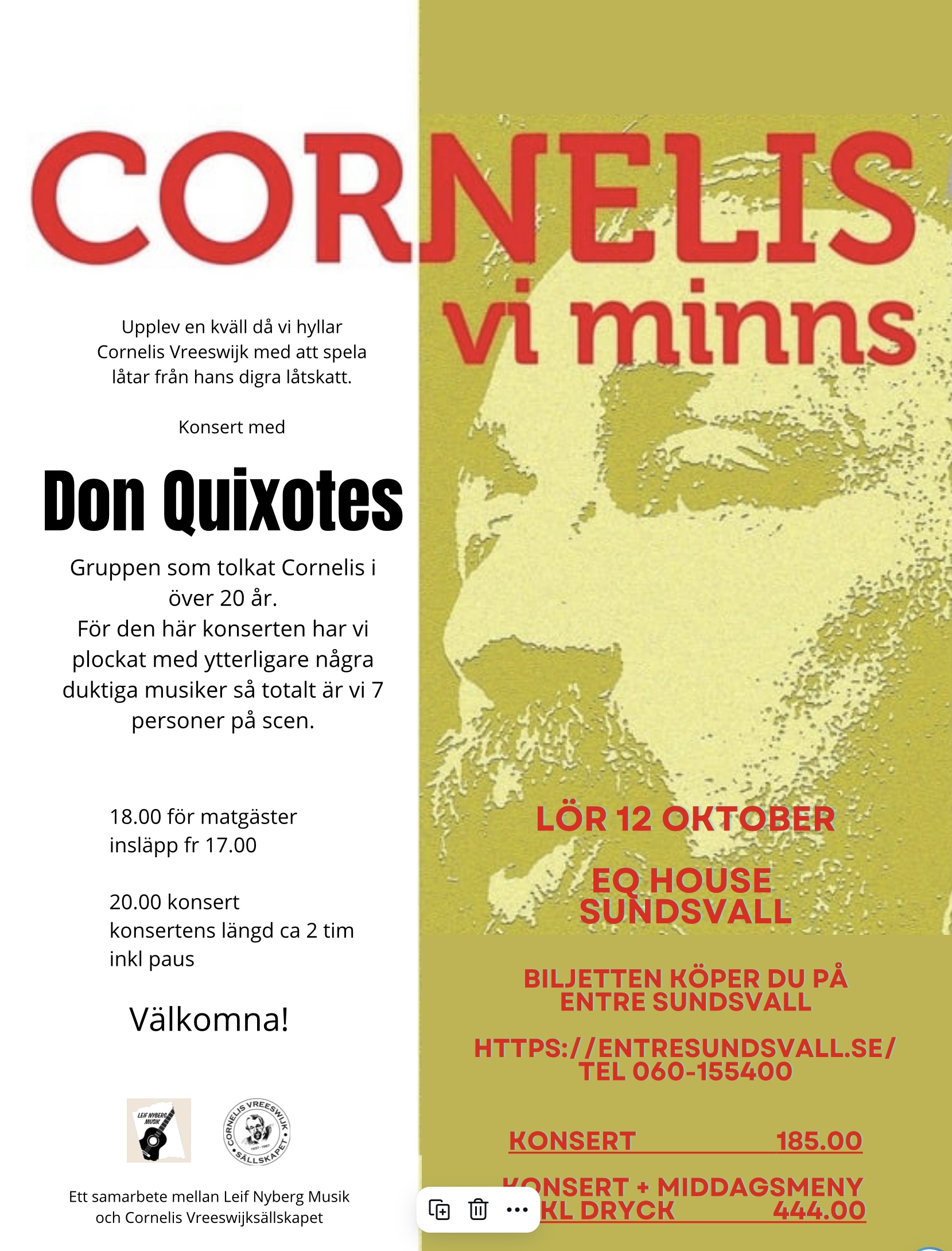 CORNELIS vi minns – konsert i Sundsvall